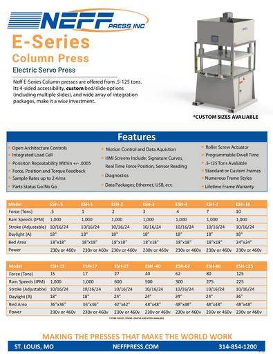 Column Model Electro Servo Press