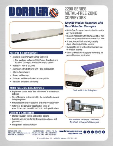 2200 Series Metal Free Zone Conveyors