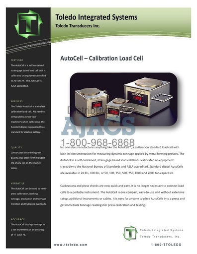 AutoCell - Calibration Load Cell