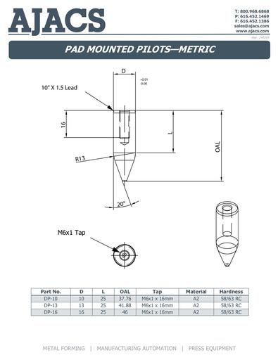 Pad Mounted Pilots - Metric