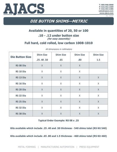 Die Button Shims - Metric